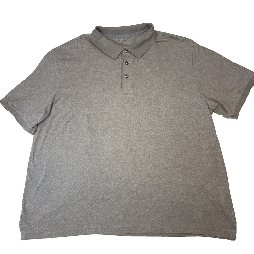 Van Heusen Shirt Big & Tall Brown With‎ Fine Grey Lines Golf Sport Casual.
